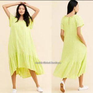 New Anthropologie Maeve Selah Flounced High-Low Maxi Dress L